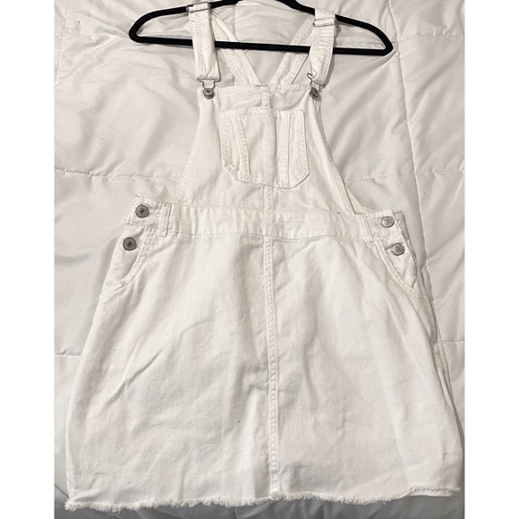 white denim skirt overalls